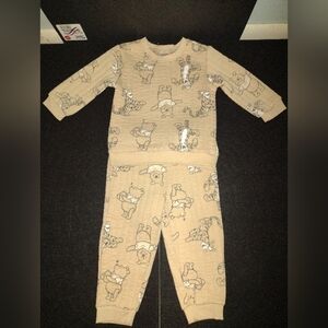 Disney Tan Pajama Set with Character Print